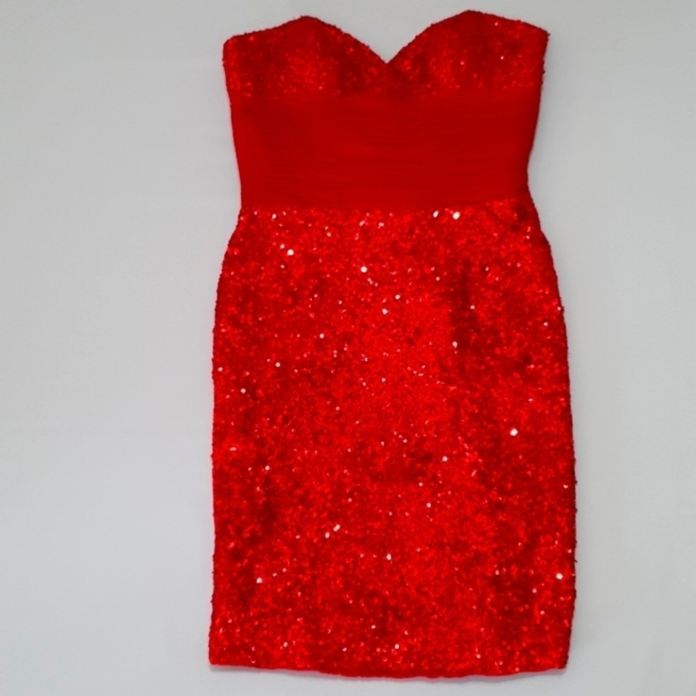 Sherri Hill Red Sequin Mini Dress